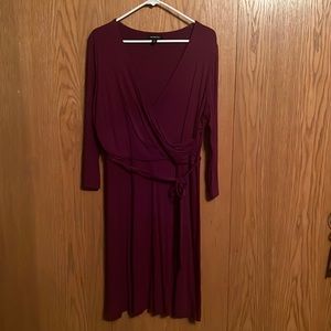 Lands End plum wrap-style dress.